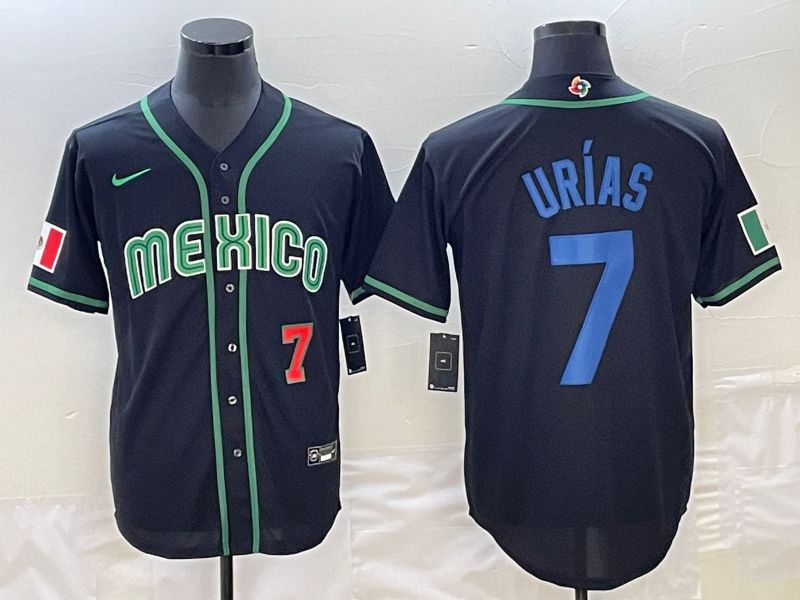 Men 2023 World Cub Mexico #7 Urias Black Nike MLB Jersey19